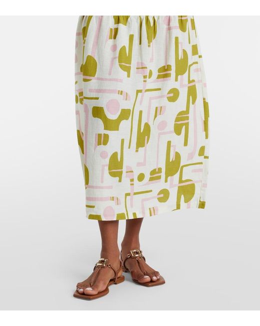 Adriana Degreas Metallic Balearic Printed Midi Skirt