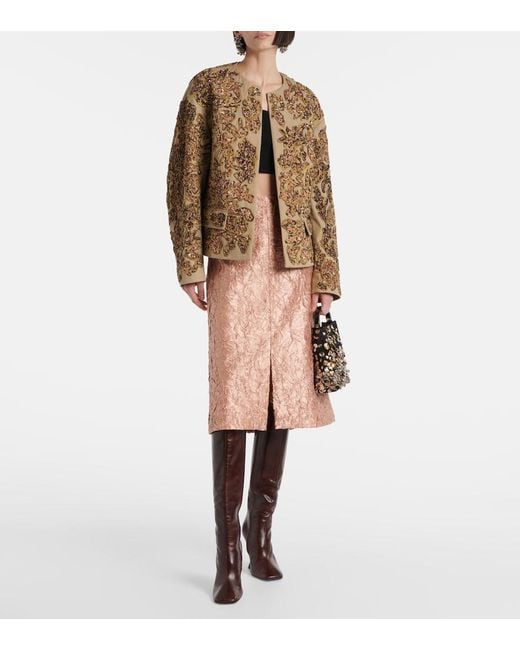 Dries Van Noten Brown Sequined Cotton Jacket