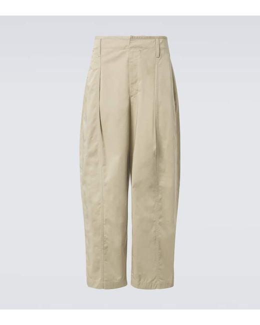 Lemaire Natural Maxi Pleated Cotton Twill Tapered Pants for men