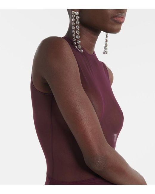 Alex Perry Purple Sheer Mesh Midi Dress
