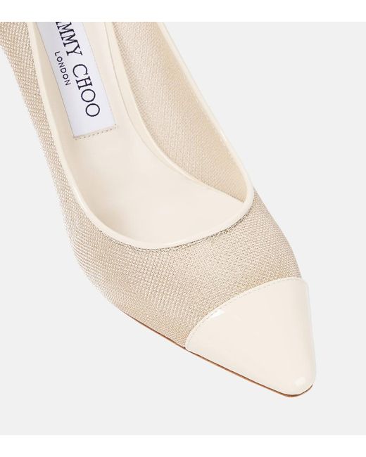 Jimmy Choo Natural Romy 85 Mesh And Leather Pumps