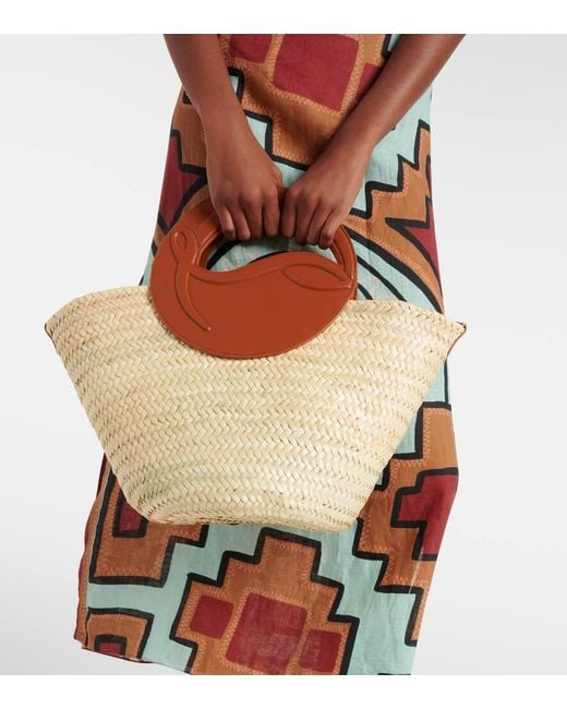 Christian Louboutin Brown Biloumoon Straw And Leather Basket Bag