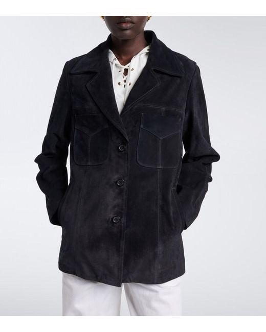 Nili Lotan Blue Dominic Suede Jacket