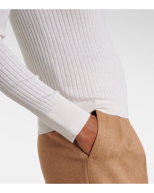 Max Mara White Gitano Cashmere And Silk Polo Sweater
