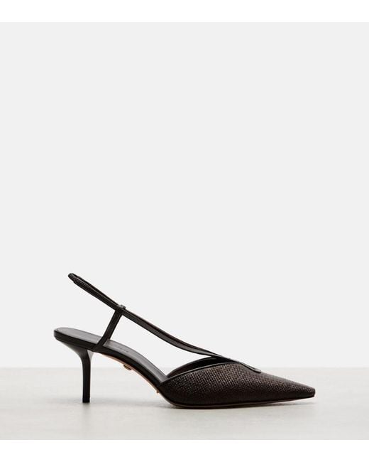 Max Mara Brown Raffia Slingback Pumps
