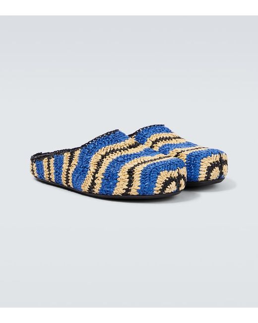 Marni Blue No Vacancy Inn Striped Woven Mules for men