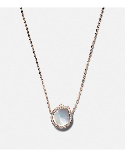 Repossi Metallic Antifer 18Kt Rose Necklace With Mother Of Pearl And Diamonds