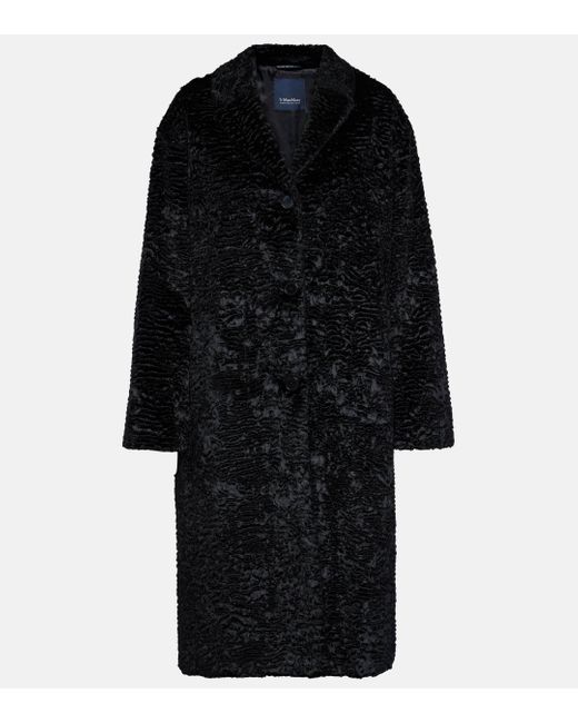 Max Mara Black Caio Jacquard Velvet Coat