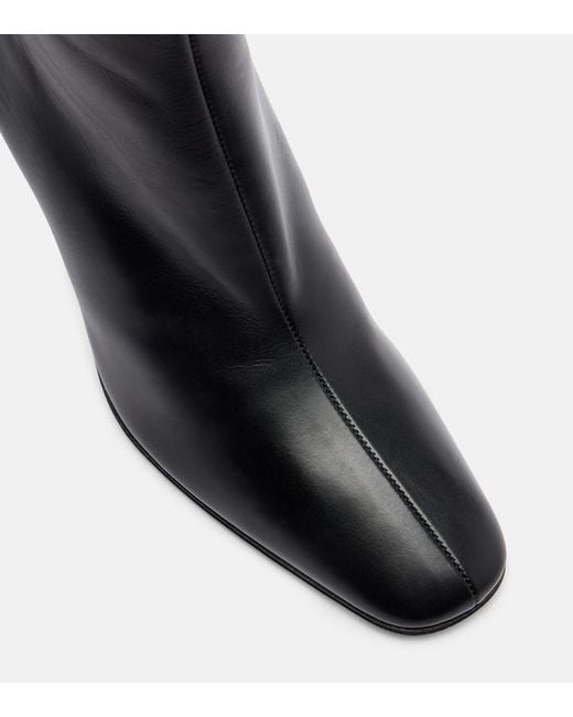 The Row Black Mona Leather Ankle Boots