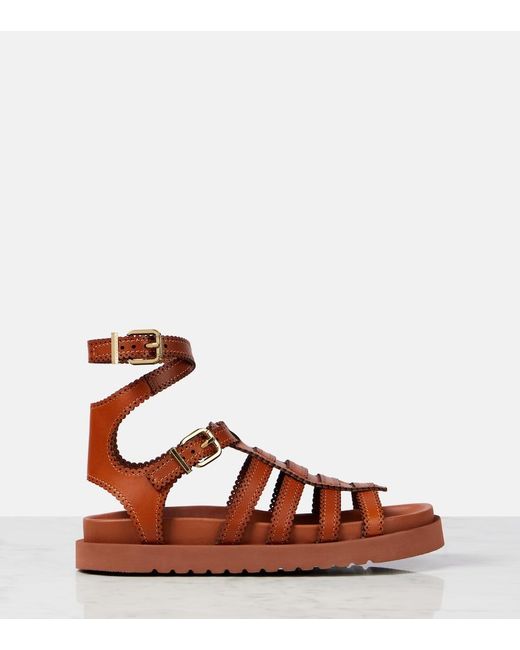 Zimmermann Brown Goldie Leather Gladiator Sandals