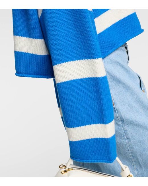 Pullover cropped in lana e cashmere di J.W. Anderson in Blue