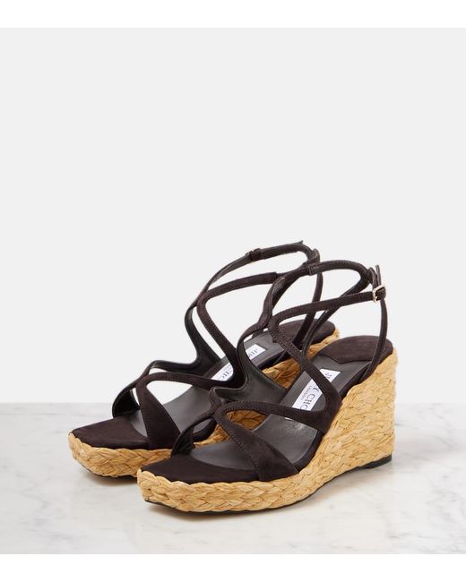 Jimmy Choo Black Ayla 85 Suede Espadrille Sandals