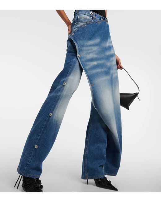Y. Project Blue Classic Button Panel Straight Jeans