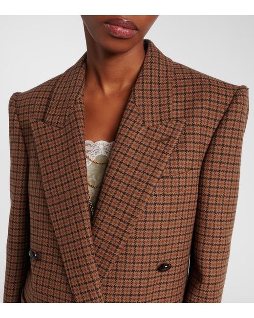 Chloé Brown Checked Wool-Blend Blazer