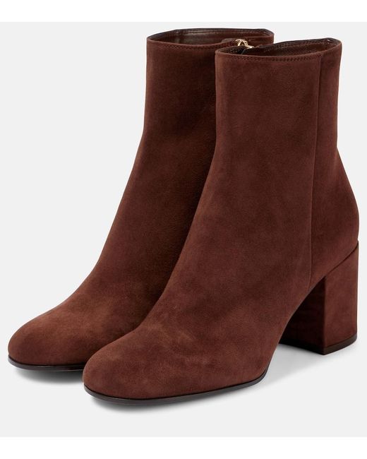 Gianvito Rossi Brown Joelle 70 Suede Ankle Boots