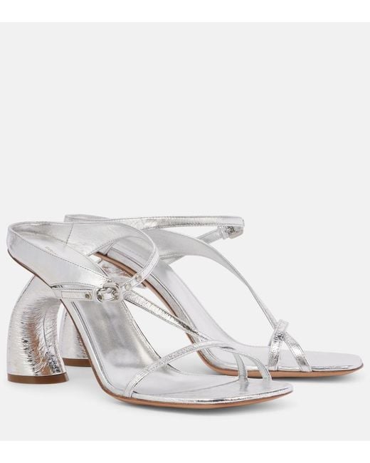 Dries Van Noten White Metallic Patent Leather Mules