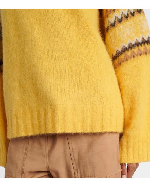 Ganni Yellow Fair Isle Alpaca And Wool-Blend Intarsia Sweater