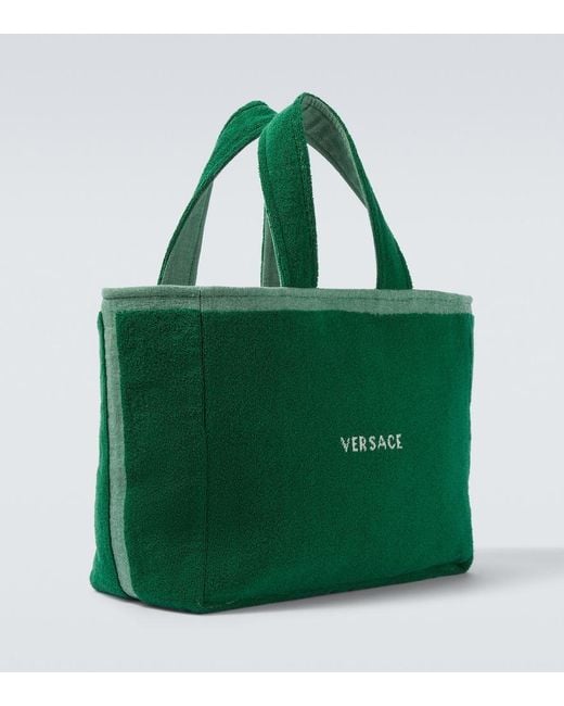Versace Green Medusa Cotton-Terry Jacquard Tote Bag for men