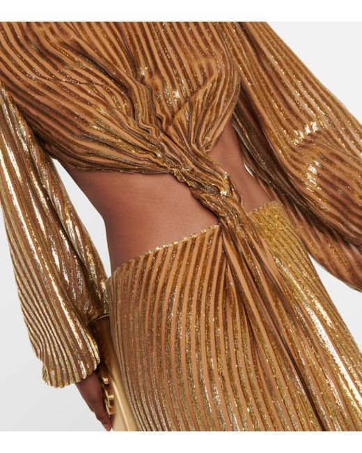 Robe longue Galena rayee en fil coupe Costarellos en coloris Metallic