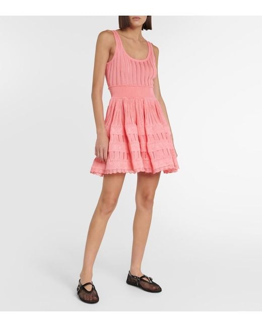 Alaïa Pink Knitted Mini Dress