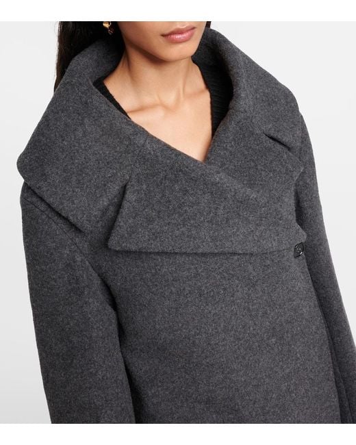 Totême  Black Oversized Wool-Blend Felt Wrap Coat