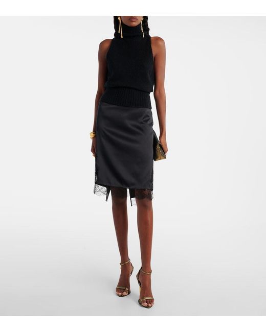 Tom Ford Black Cashmere And Silk Turtleneck Top