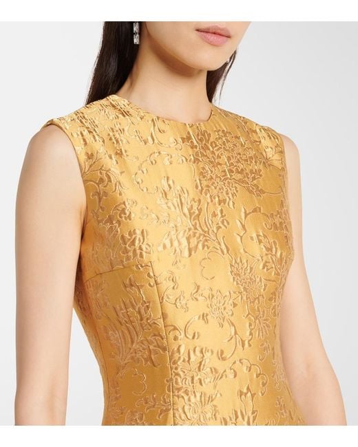 Emilia Wickstead Yellow Mara Floral Embossed Jacquard Midi Dress