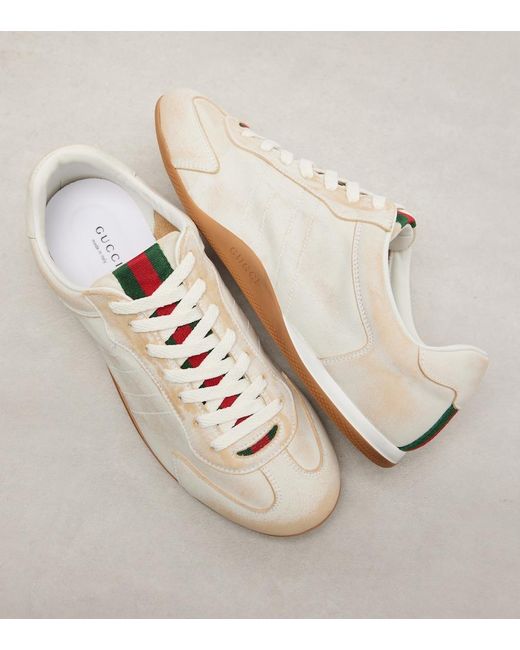 Gucci White Shift Leather Sneakers