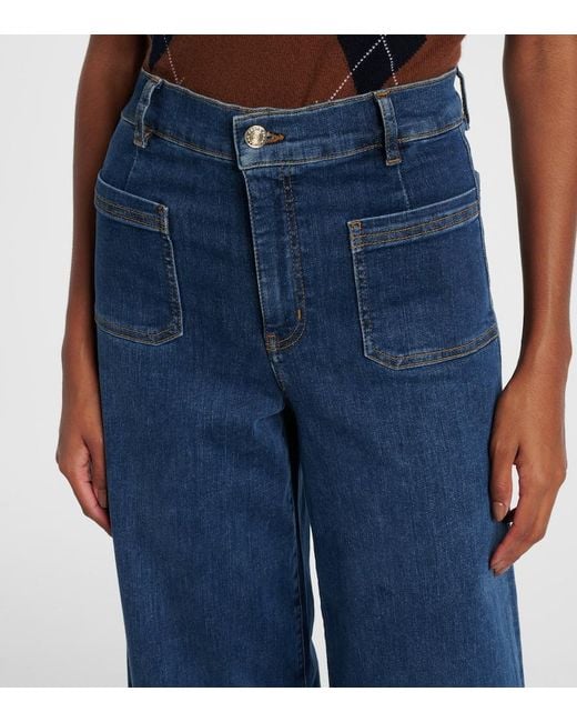 FRAME Blue Le Slim Palazzo High-Rise Wide-Leg Jeans