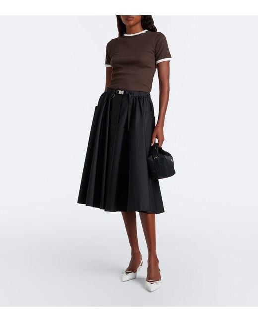 Prada Brown Ribbed-Knit Cotton T-Shirt