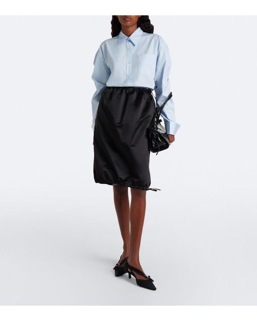 Prada Black Silk Satin Midi Skirt