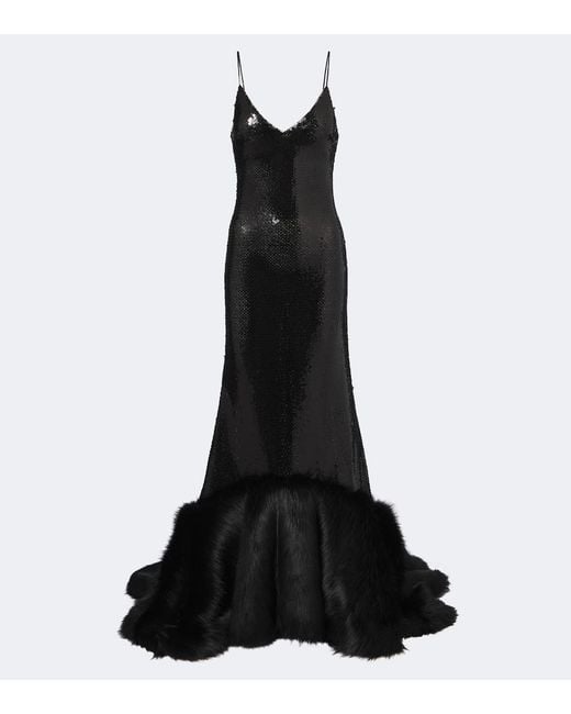 David Koma Black Sequined Gown