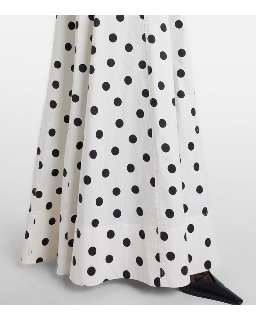 Rebecca Vallance White Maisie Polka-Dot Cotton-Blend Maxi Dress