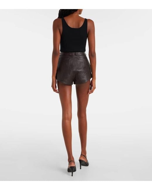 Frankie Shop Black High-Rise Shorts Loen Aus Leder