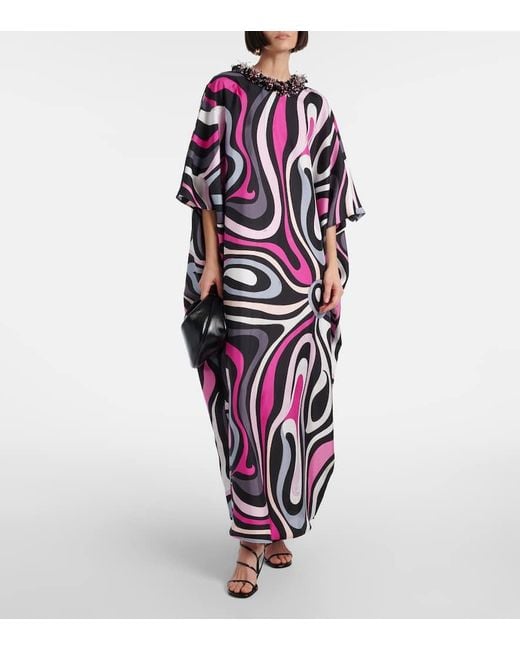Emilio Pucci White Kaftan Marmo Aus Seiden-Twill