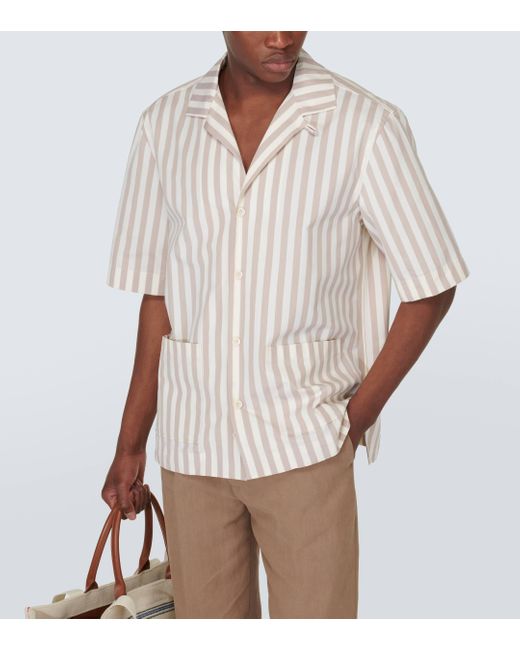 Lardini White Striped Cotton Poplin Shirt for men