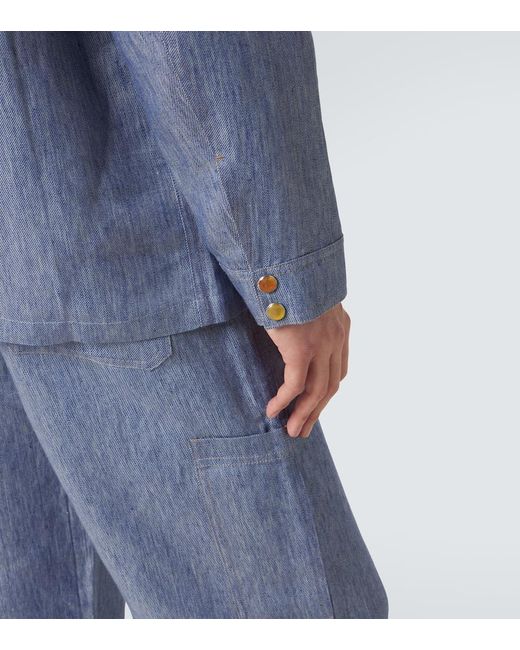 God's True Cashmere Blue Linen Denim Jacket With Carnelian for men