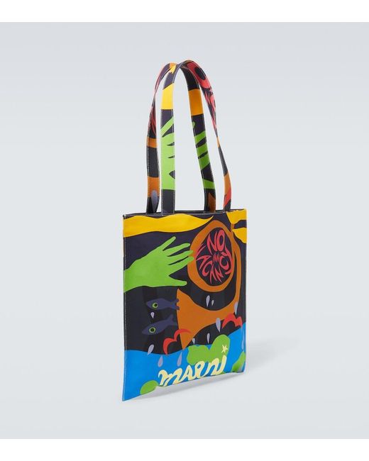 Marni White X No Vacancy Inn Printed Canvas Tote Bag for men