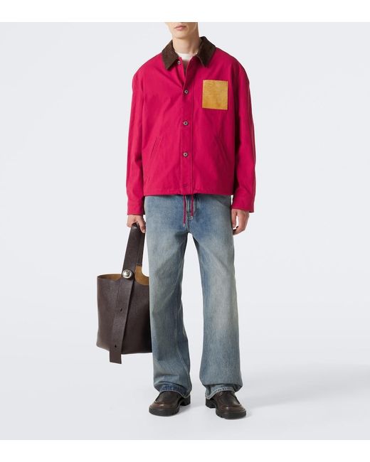 Loewe Pink Suede-Trimmed Cotton Canvas Jacket for men