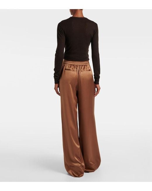 Pantalon Ample Dijon En Satin De Soie Joseph en coloris Brown