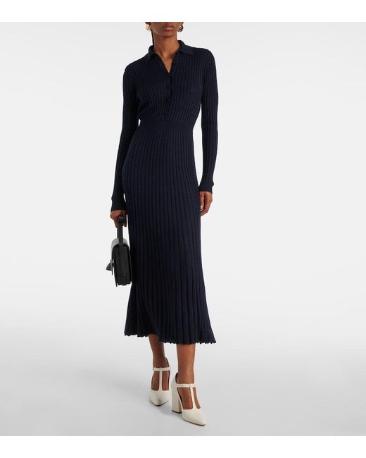 Gabriela Hearst Blue Ardor Silk And Cashmere Midi Dress