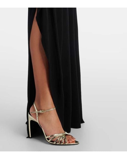 Victoria Beckham Blue Gathered Jersey Gown