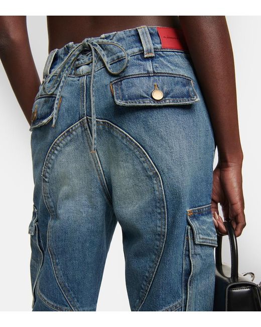 Alessandra Rich Blue Sequin-Embellished Flared Jeans