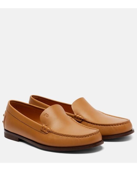 Tod's Brown Studded Leather Loafers