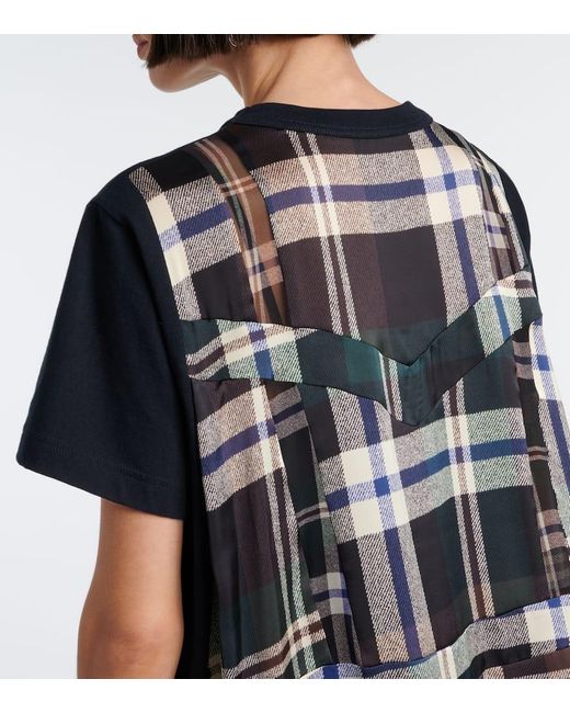 Sacai Black Paneled Cotton Jersey T-Shirt Dress
