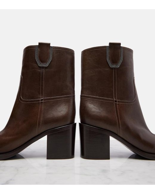 Brunello Cucinelli Brown Leather Ankle Boots
