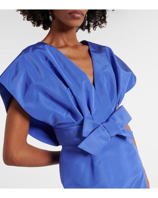 Carolina Herrera Blue Bow-Detail Silk Faille Gown