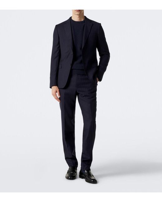 Zegna Blue Wool And Cashmere Sweater for men
