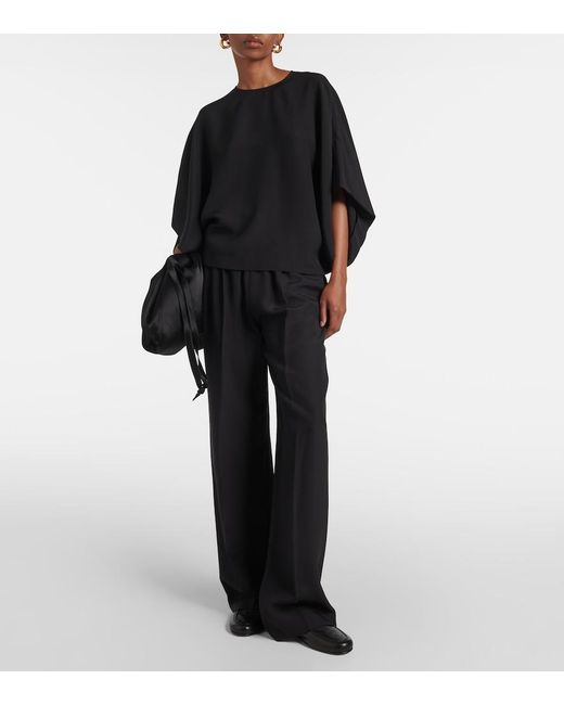 FFORME Black Tenley Draped Silk Top