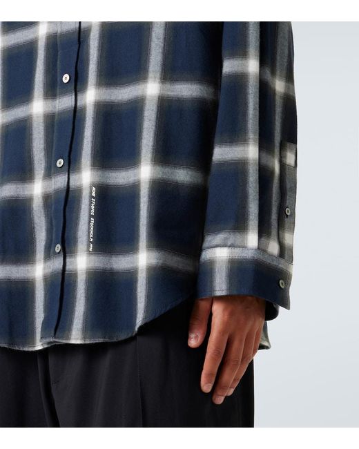 Acne Blue Checked Cotton Shirt for men